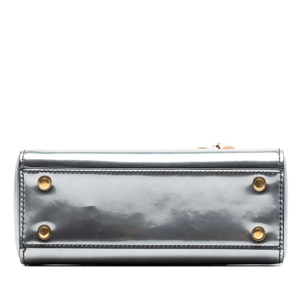 Dior Mini Metallic Patent Lady Dior Silver Leather Very good - Inside View