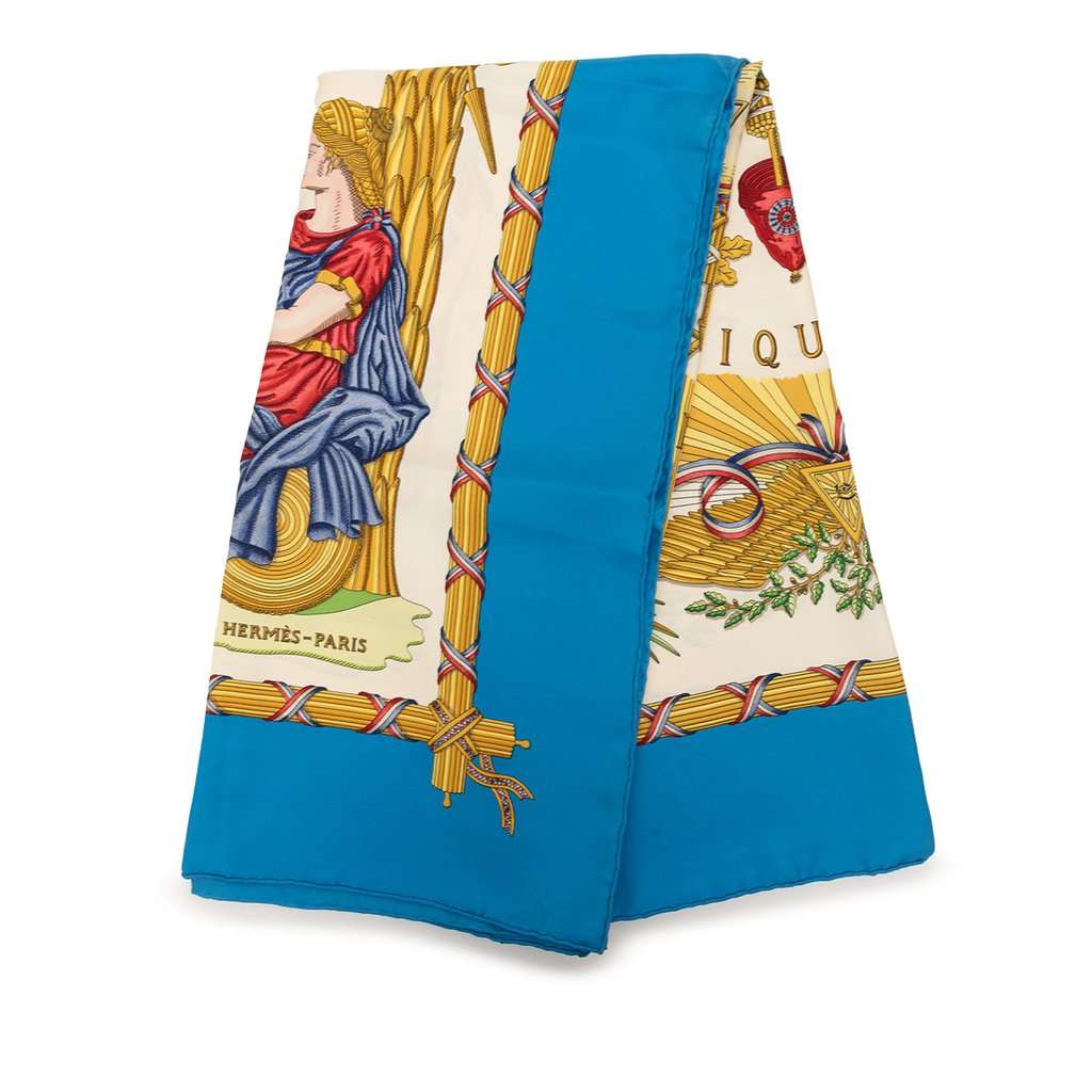 Hermès Republique Francaise Liberte Egalite Fraternite 1789 Silk Scarf 90 White Very good condition - Front View