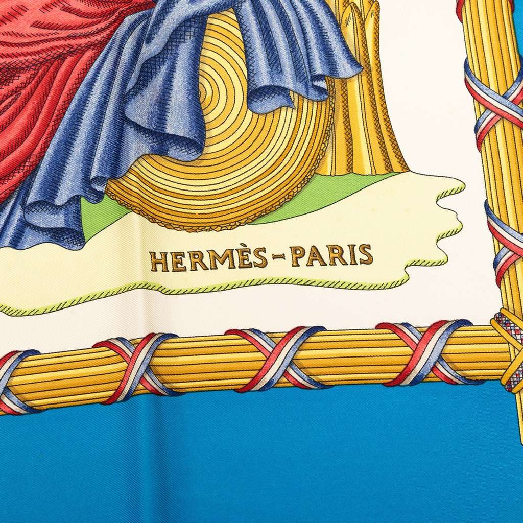 Hermès Republique Francaise Liberte Egalite Fraternite 1789 Silk Scarf 90 White Very good condition - Inside View
