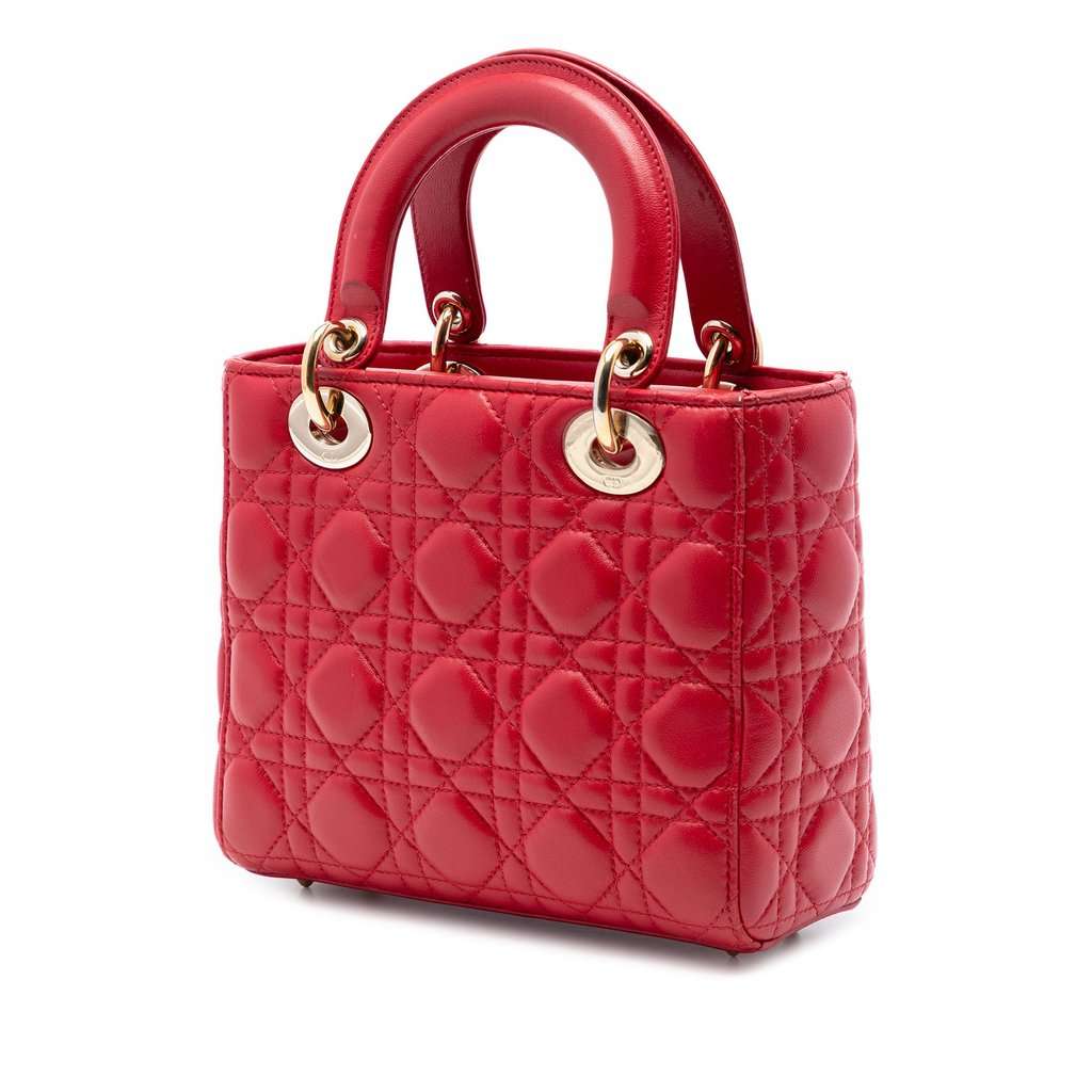 Dior Small Lambskin Cannage MyABCDior Lady Dior Red Leather Very good condition - Back View