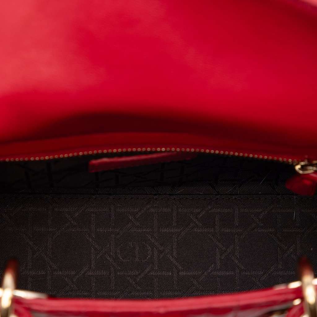 Dior Small Lambskin Cannage MyABCDior Lady Dior Red Leather Very good condition - Model View