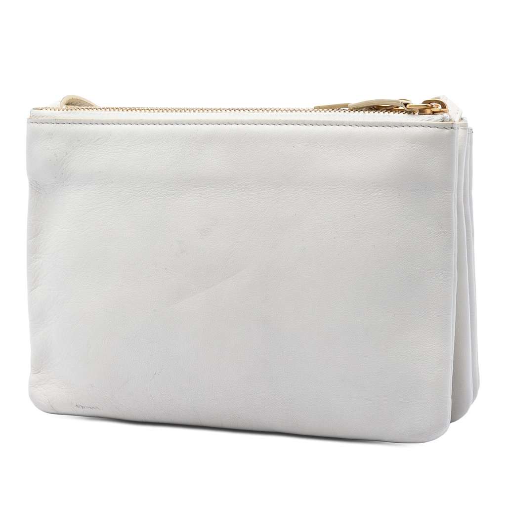 Celine Small Lambskin Trio Crossbody White Leather Very good - Back View