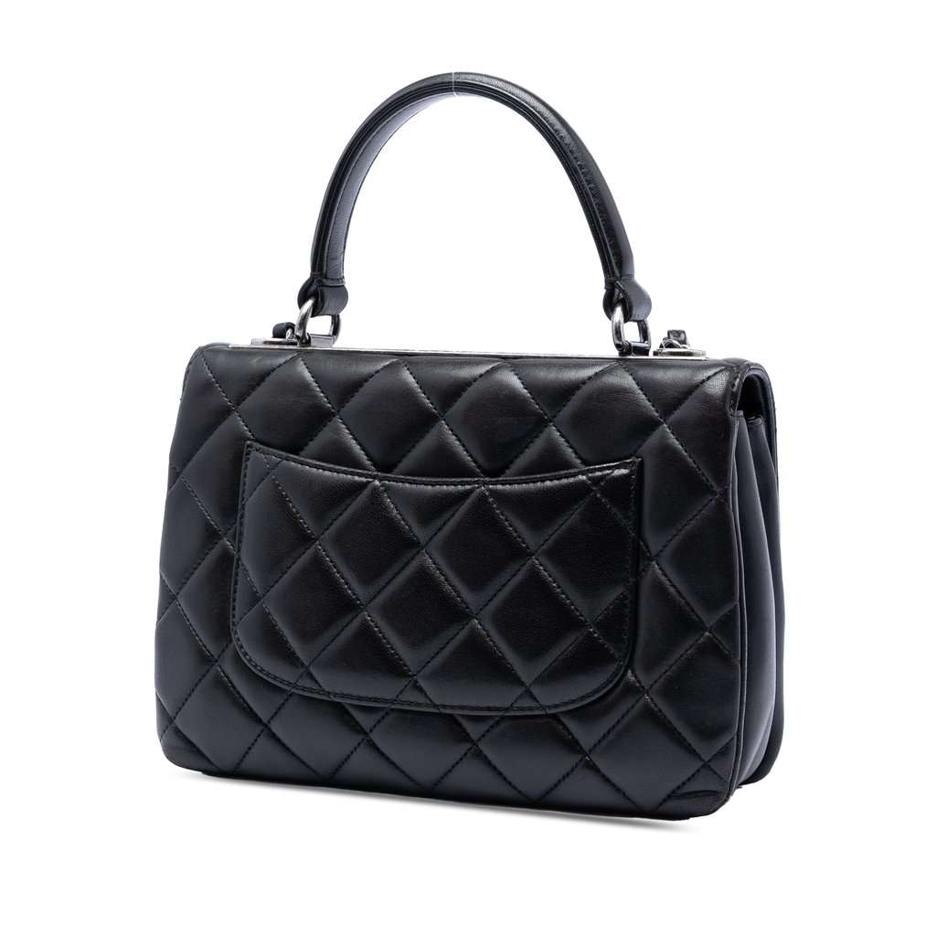 Chanel Small Quilted Lambskin Trendy CC Top Handle Flap Black Leather Very good condition - Back View