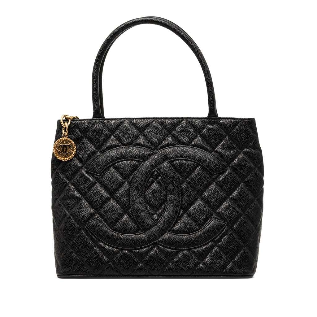 Chanel Caviar Medallion Tote Black Leather Good condition - Front View