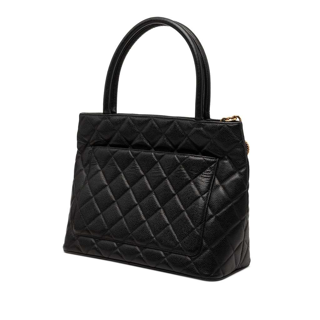 Chanel Caviar Medallion Tote Black Leather Good condition - Back View