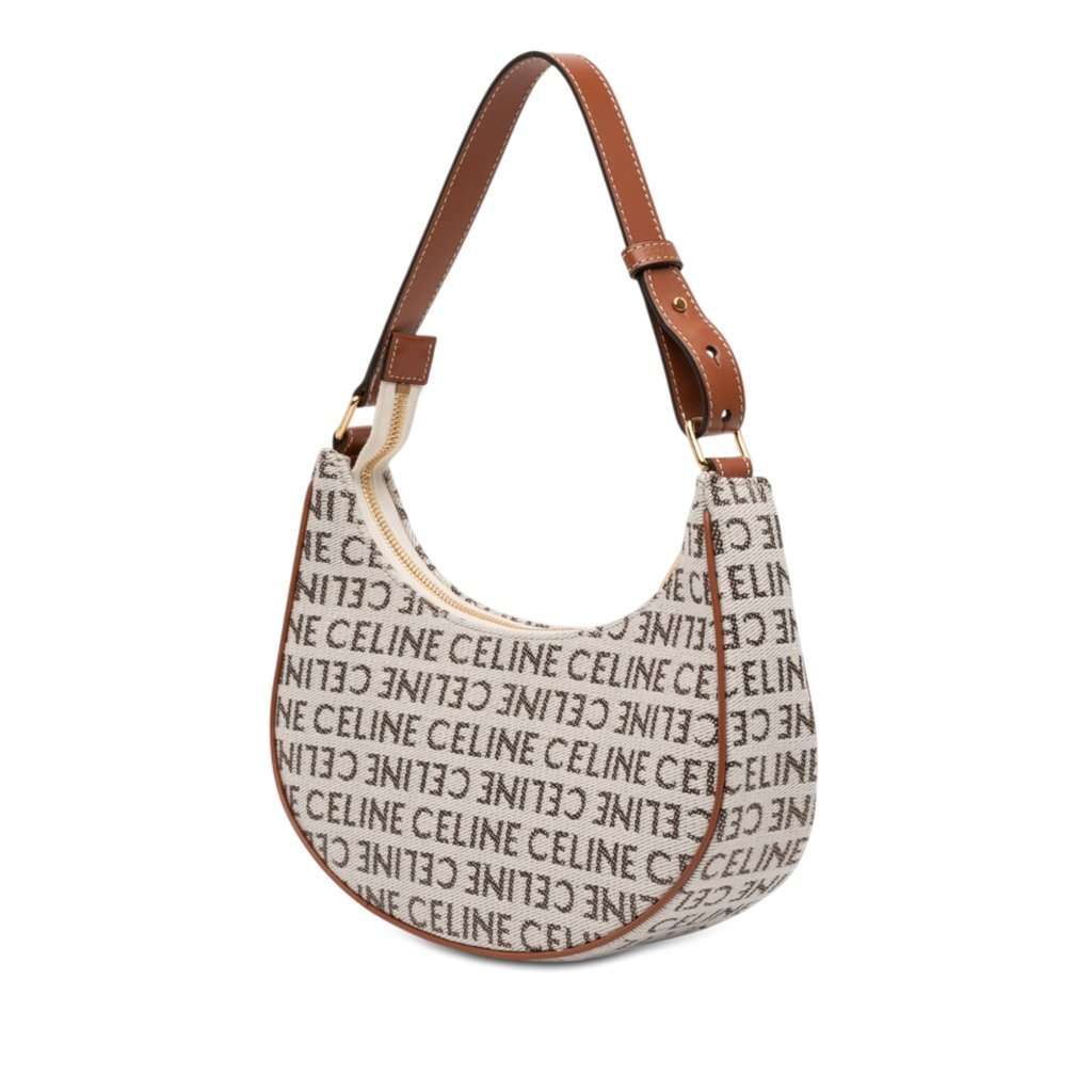 Celine Medium Canvas Logo Ava Shoulder Bag Brown Very good - Back View
