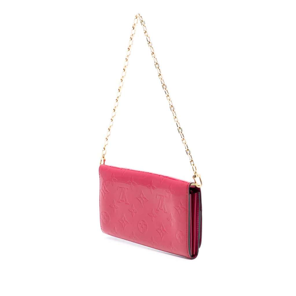 Louis Vuitton Monogram Vernis Chain Wallet Red Leather Very good condition - Back View