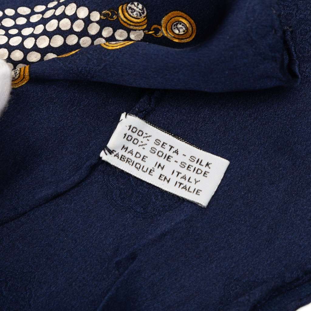 Chanel Gripoix Print Silk Scarf Blue Very good condition - Inside View