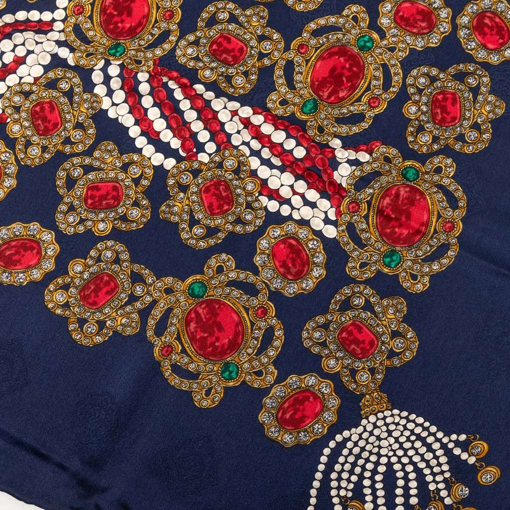Chanel Gripoix Print Silk Scarf Blue Very good condition - Box View