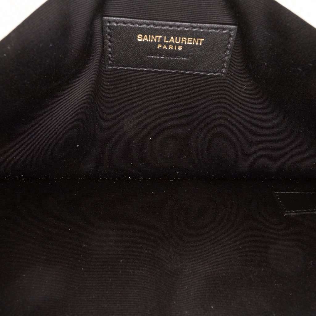 Saint Laurent Croc Embossed Leather Uptown Pouch Brown Leather Very good - Model View