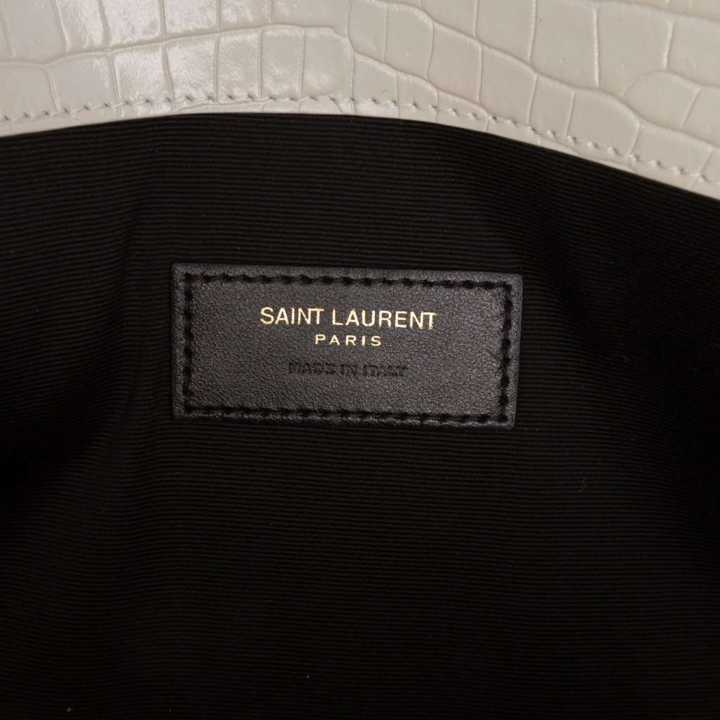 Saint Laurent Croc Embossed Leather Uptown Pouch Brown Leather Very good - Box View