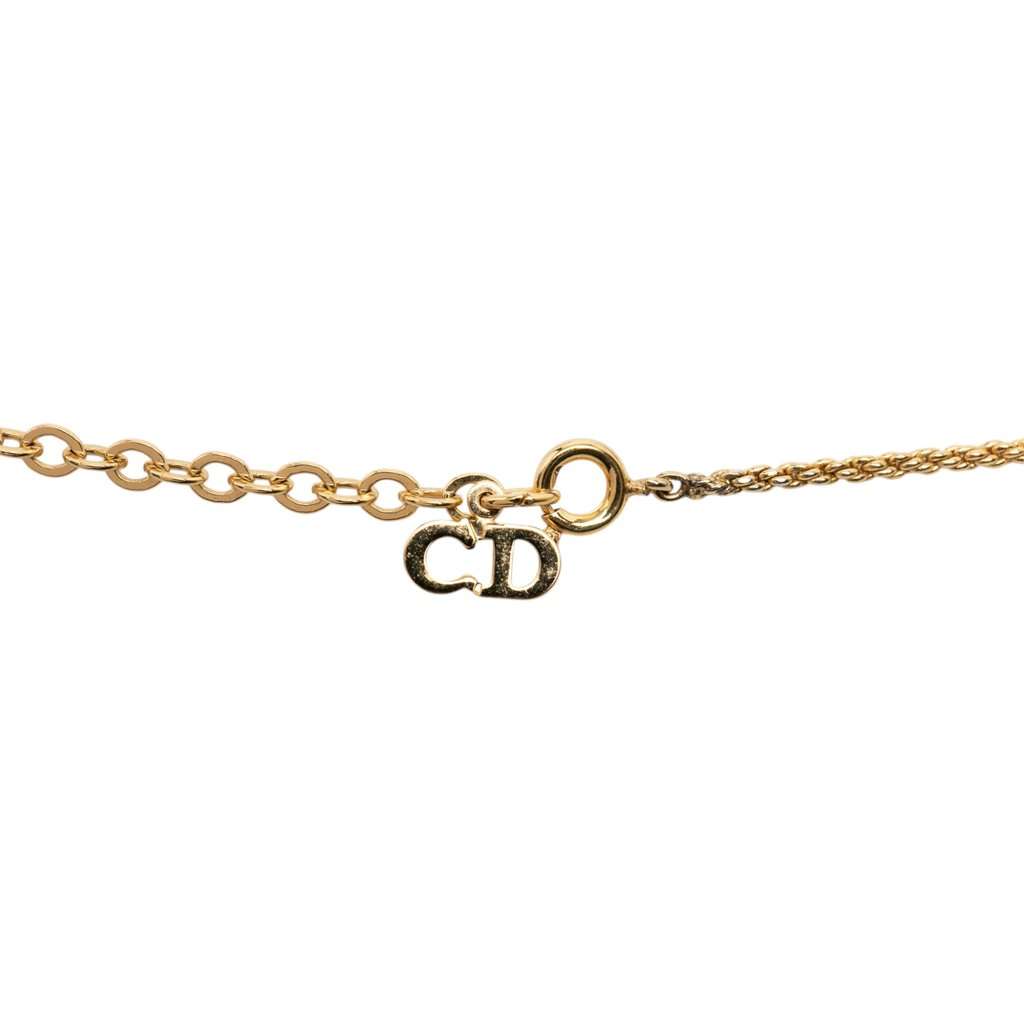 Dior Gold Plated Ribbon CD Logo Pendant Necklace Gold Metal Very good - Inside View