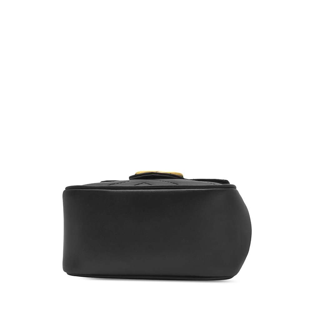 Gucci Mini GG Marmont Matelasse Calfskin Front Pocket Bucket Bag Black Leather Very good condition - Inside View