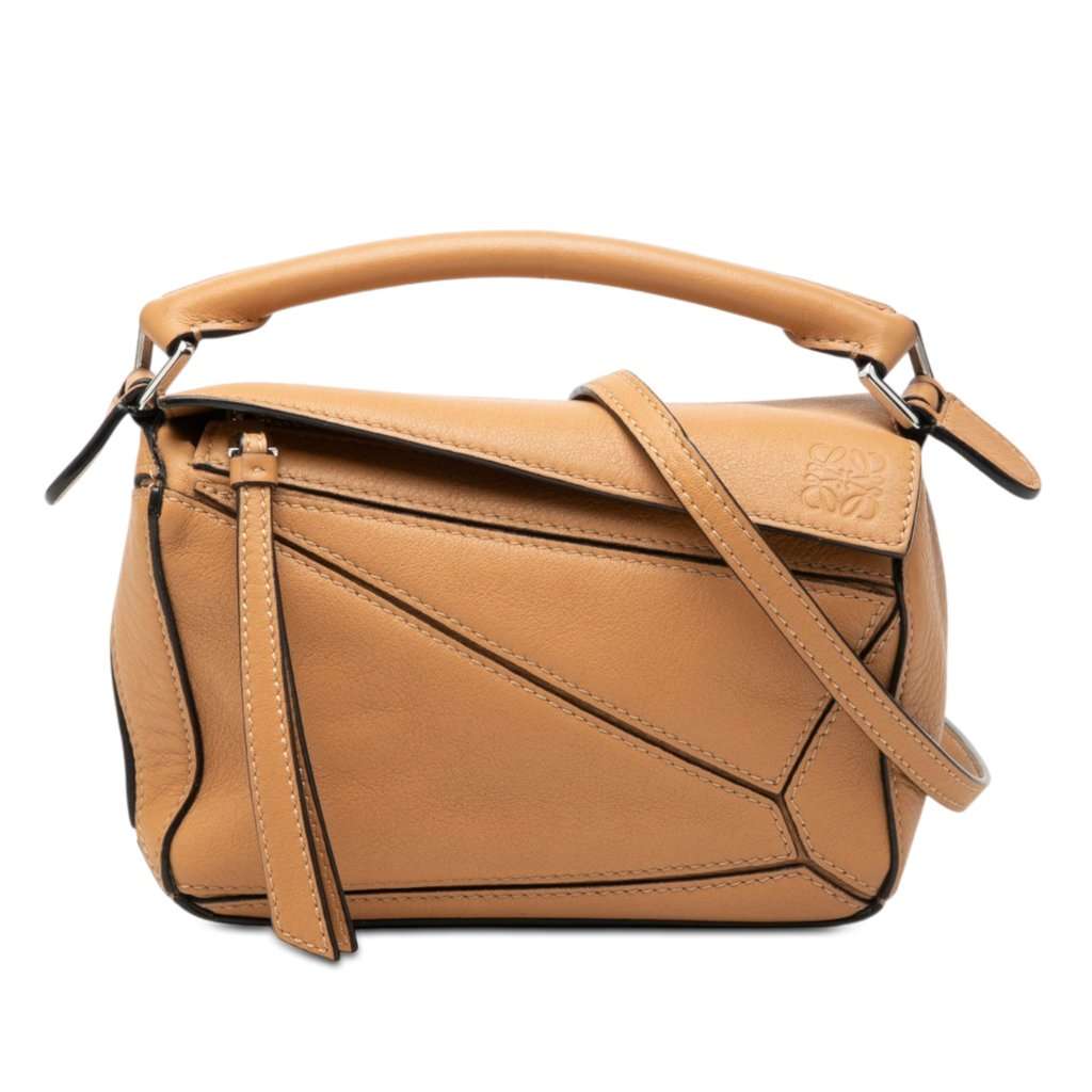 LOEWE Mini Calfskin Puzzle Satchel Brown Leather Very good - Front View