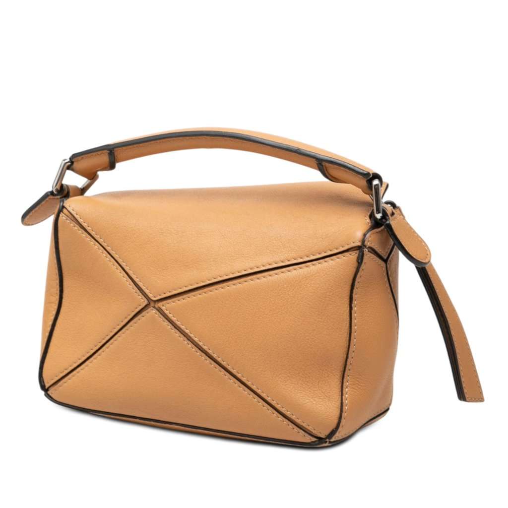 LOEWE Mini Calfskin Puzzle Satchel Brown Leather Very good - Back View