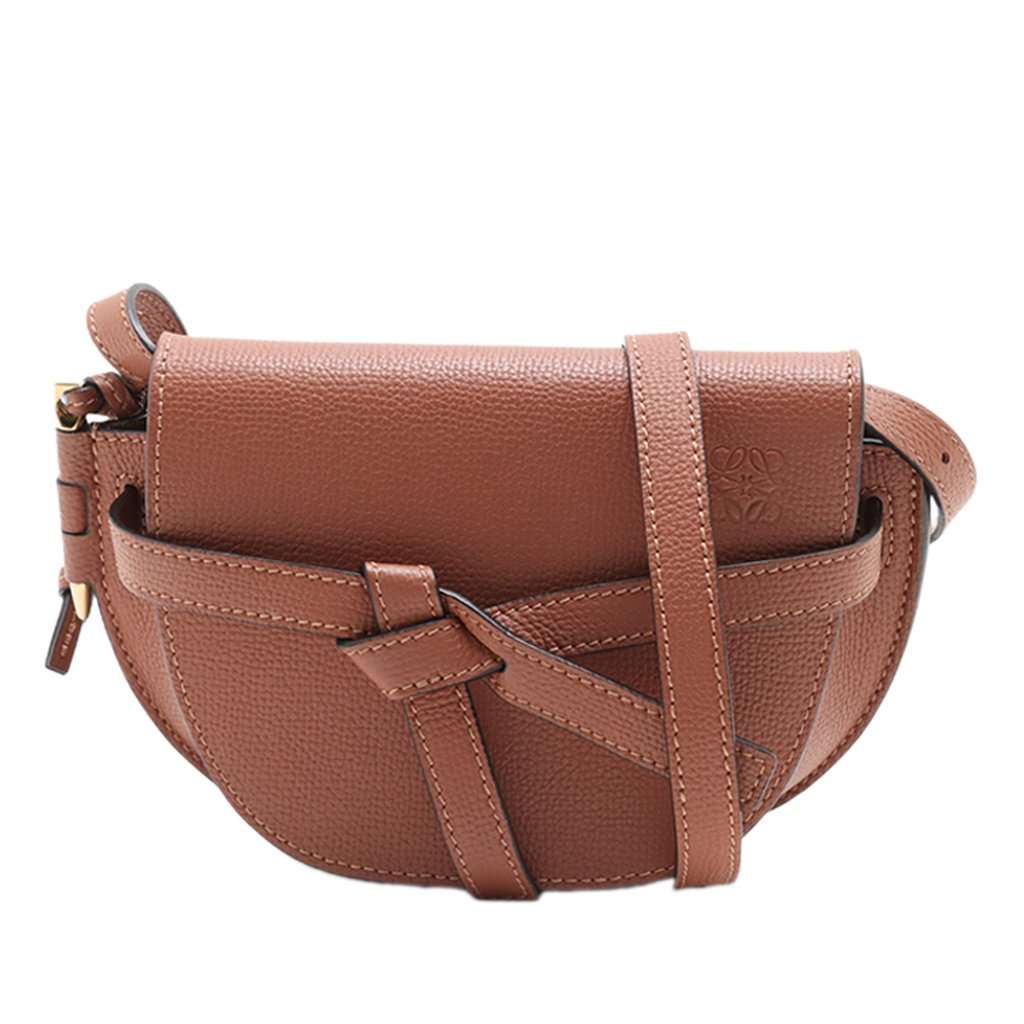 LOEWE Mini Leather Gate Crossbody Brown Leather Very good - Front View