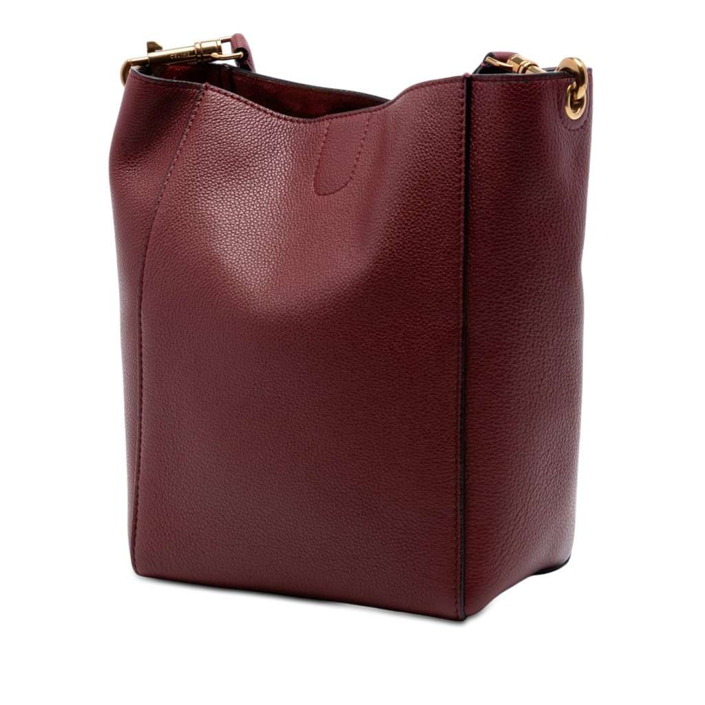 Celine Small Leather Seau Sangle Bucket Bag Red Leather Very good condition - Back View