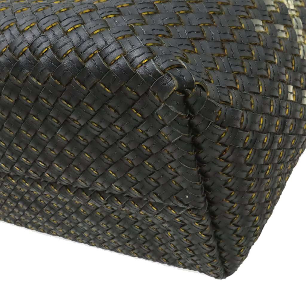 Bottega Veneta Large Lambskin Gradient Intreccio Cabat Tote Black Leather Very good condition - Box View