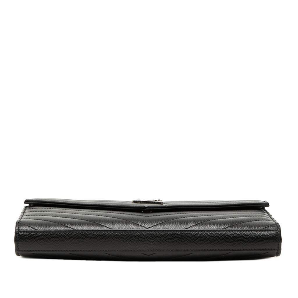 Saint Laurent Grain De Poudre Chevron Cassandre Envelope Chain Wallet Black Leather Very good - Inside View