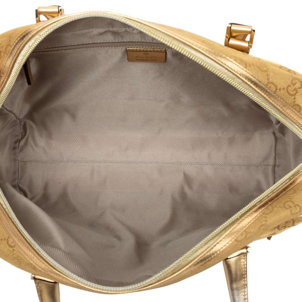 Gucci GG Canvas Handbag Gold Good - Model View