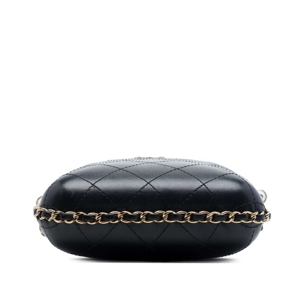 Chanel CC Quilted Lambskin Chain Around Phone Holder Black Leather Very good condition - Inside View