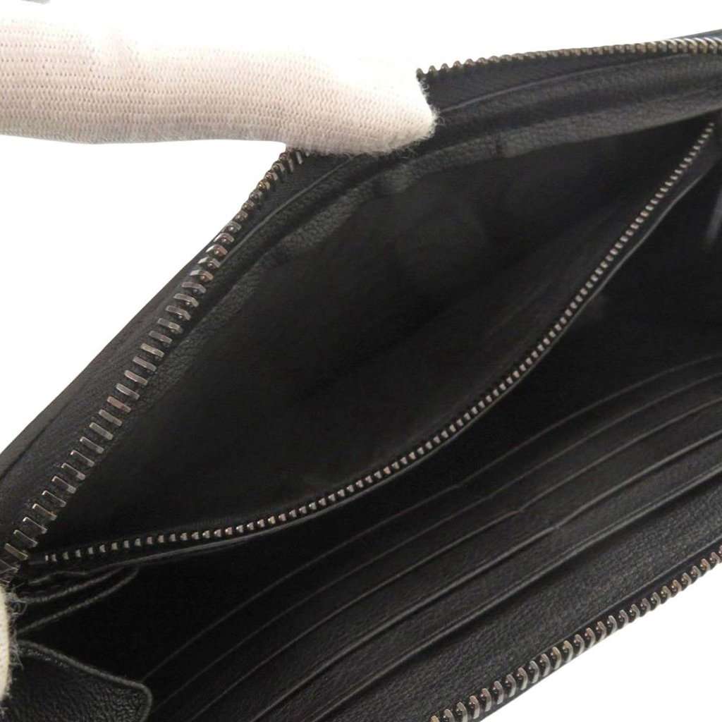 Bottega Veneta Grained Leather Zip Around Organizer Long Wallet Black Leather Very good condition - Model View
