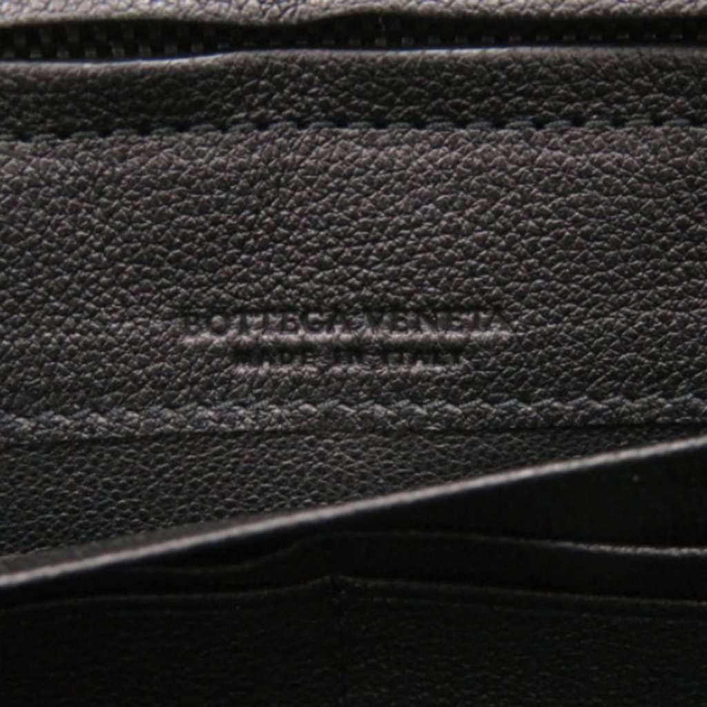 Bottega Veneta Grained Leather Zip Around Organizer Long Wallet Black Leather Very good condition - Box View
