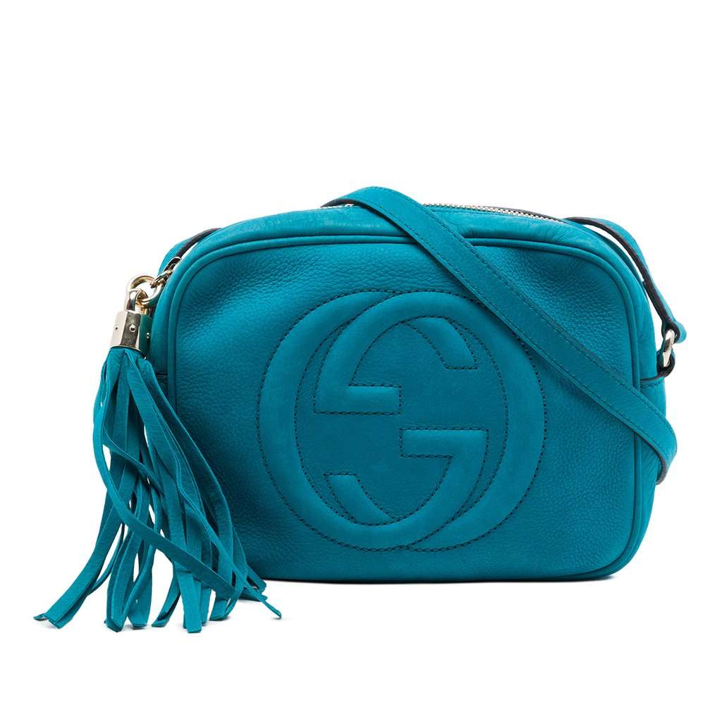 Gucci Nubuck Soho Disco Crossbody Blue Leather Very good - Front View