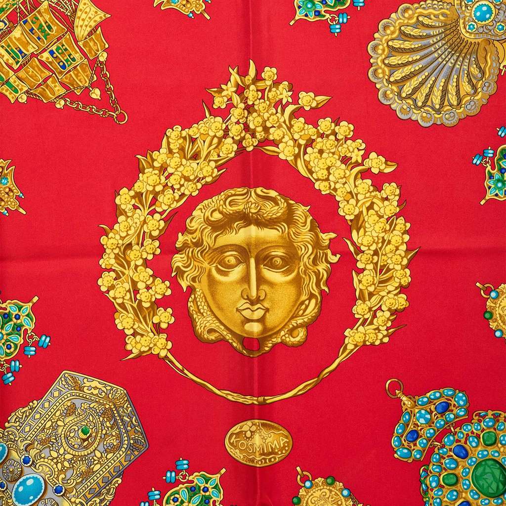Hermès Kosmima Silk Scarf 90 Red Very good - Back View