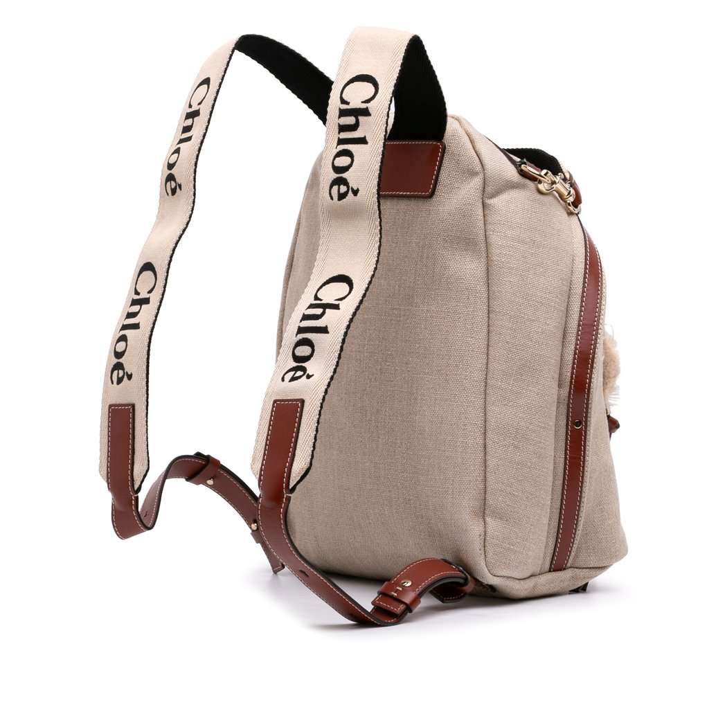 Chloé Canvas Woody Backpack Beige Very good condition - Back View