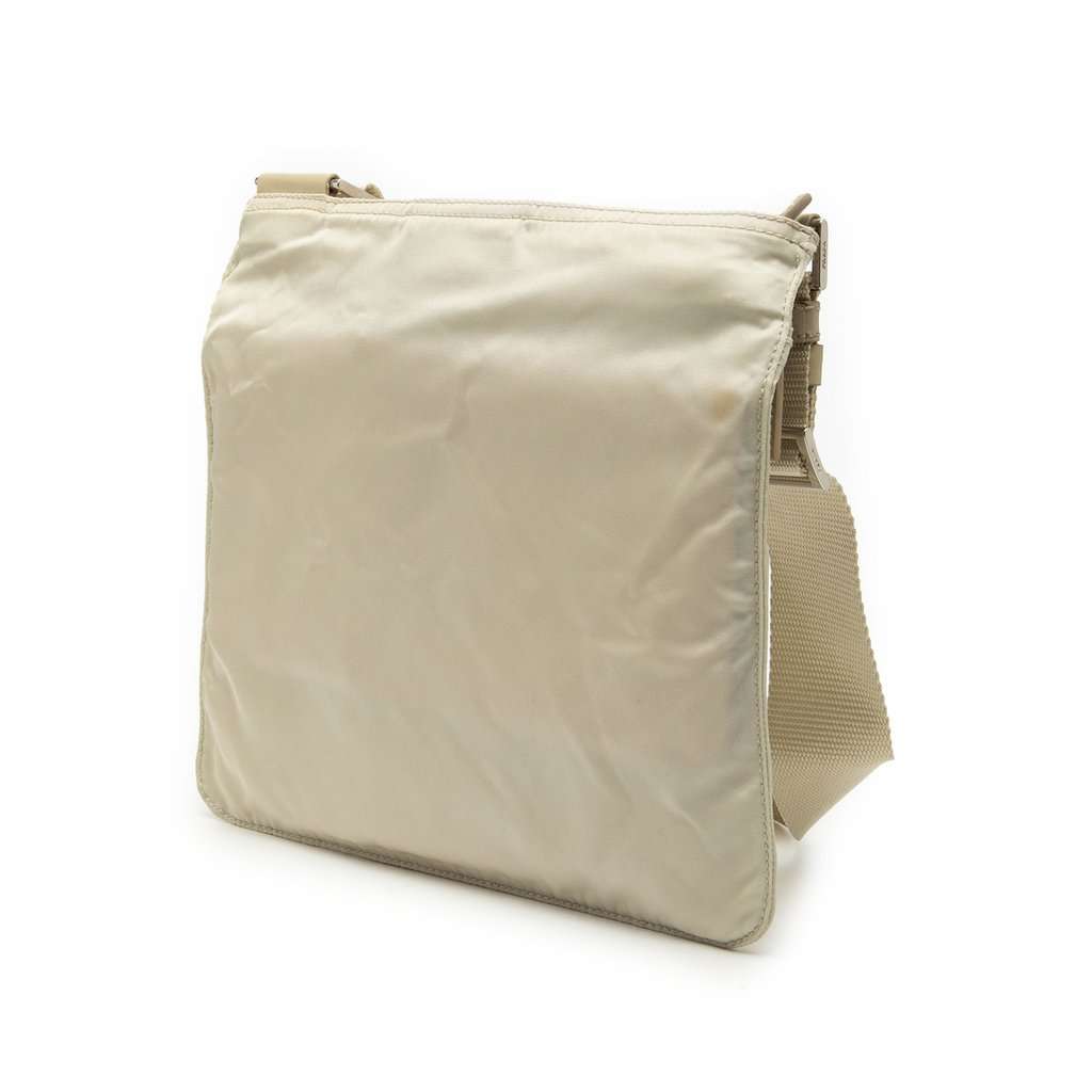 Prada Tessuto Zip Top Crossbody Beige Very good - Back View