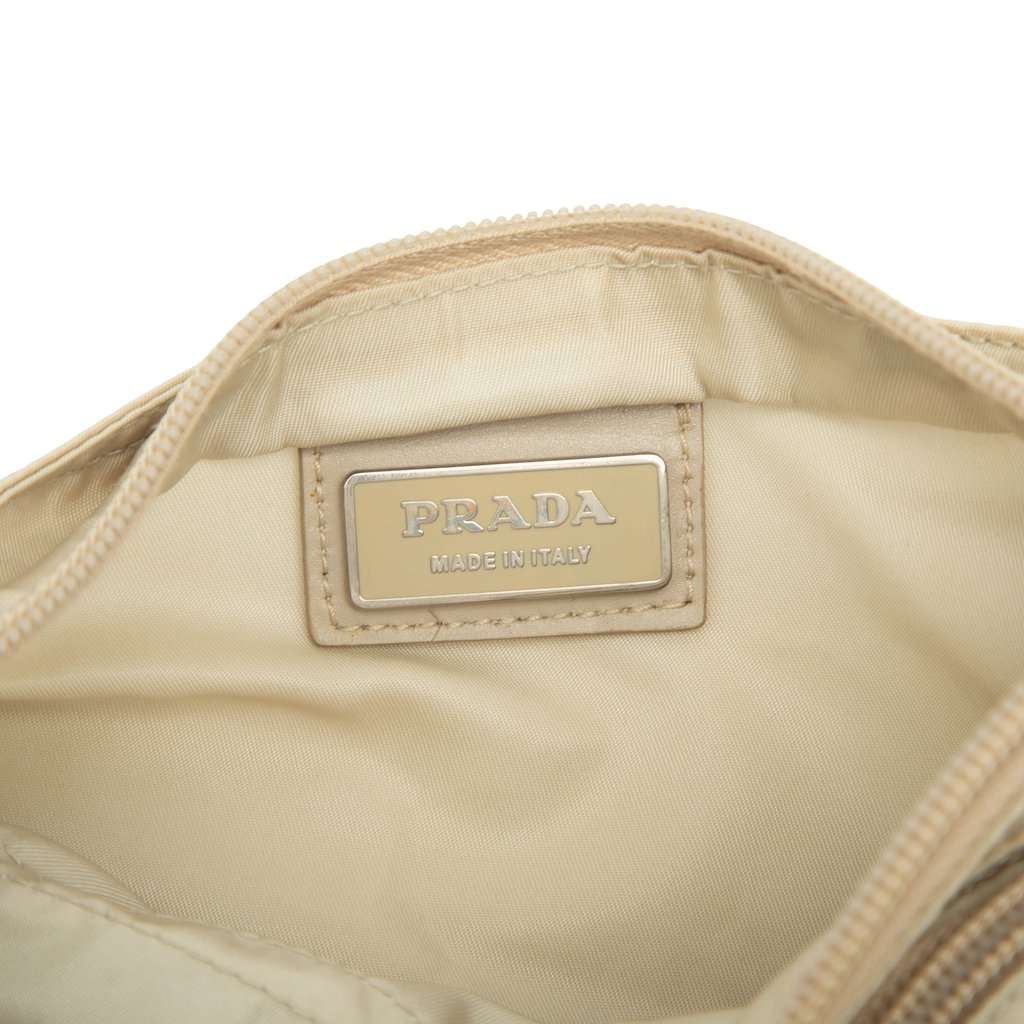 Prada Tessuto Zip Top Crossbody Beige Very good - Box View
