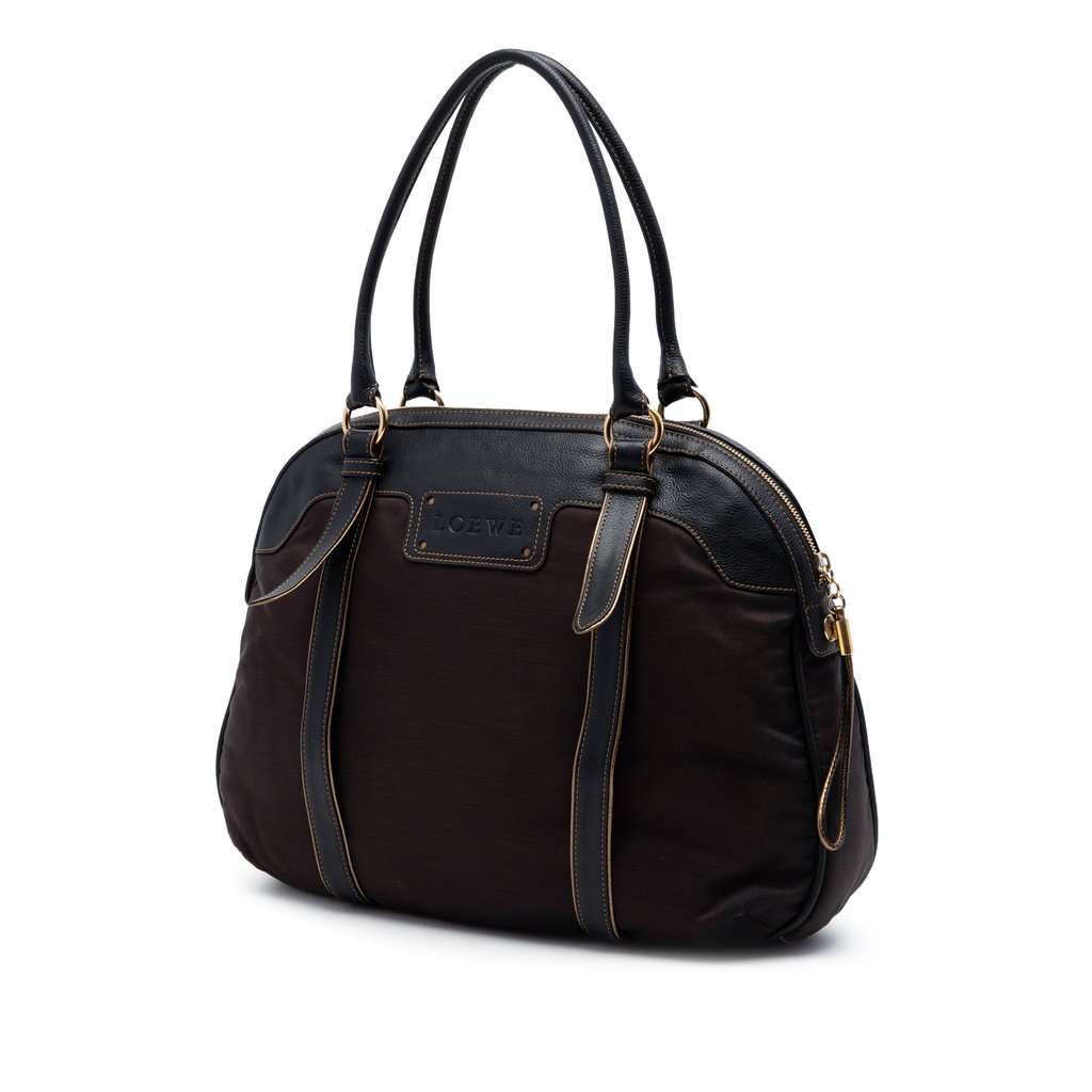 LOEWE Nylon Anagram Handbag Brown Very good condition - Back View