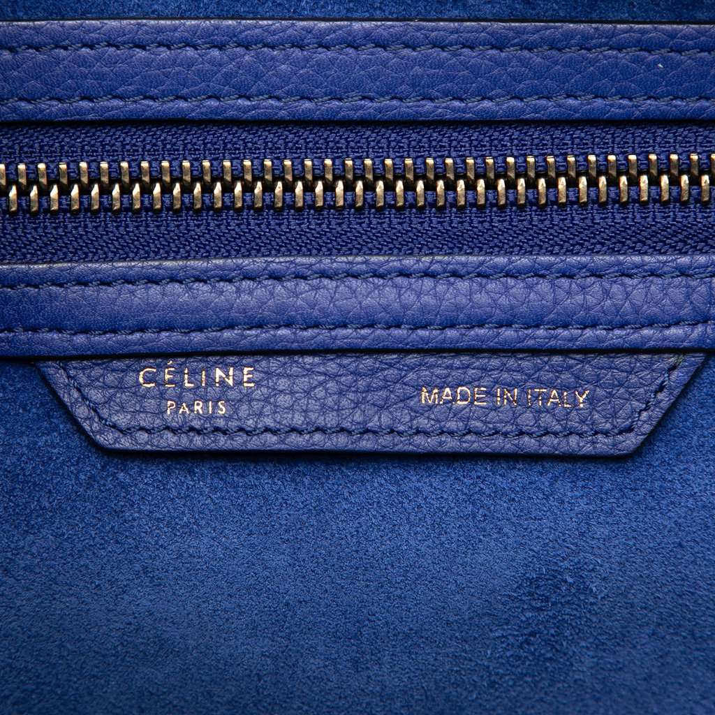 Celine Mini Calfskin Luggage Tote Blue Leather Good condition - Box View