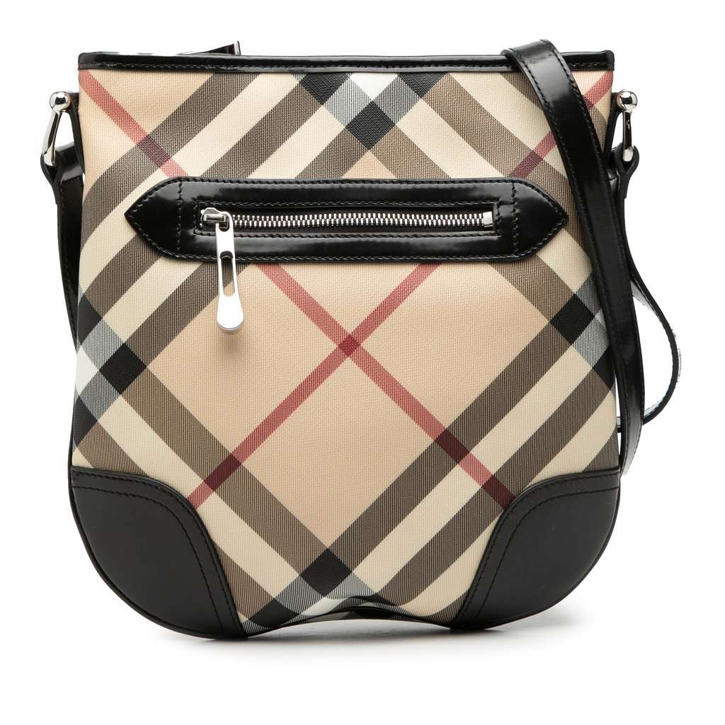 Burberry Supernova Check Coated Canvas Dryden Crossbody Beige Very good condition - Front View