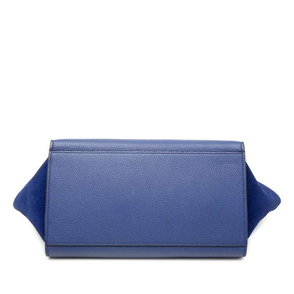 Celine Small Drummed Calfskin and Suede Trapeze Satchel Blue Leather Very good condition - Inside View