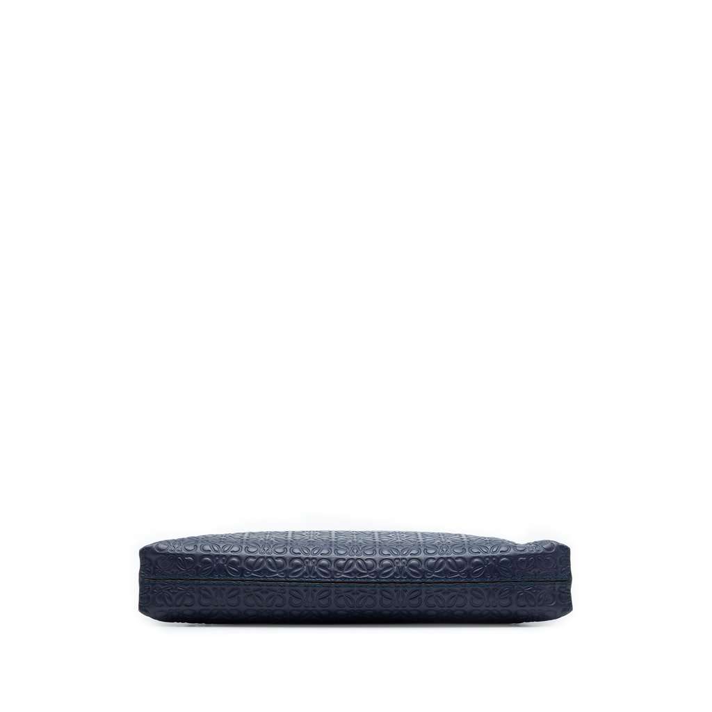 LOEWE Embossed Anagram Leather Repeat T Clutch Blue Leather Very good condition - Inside View