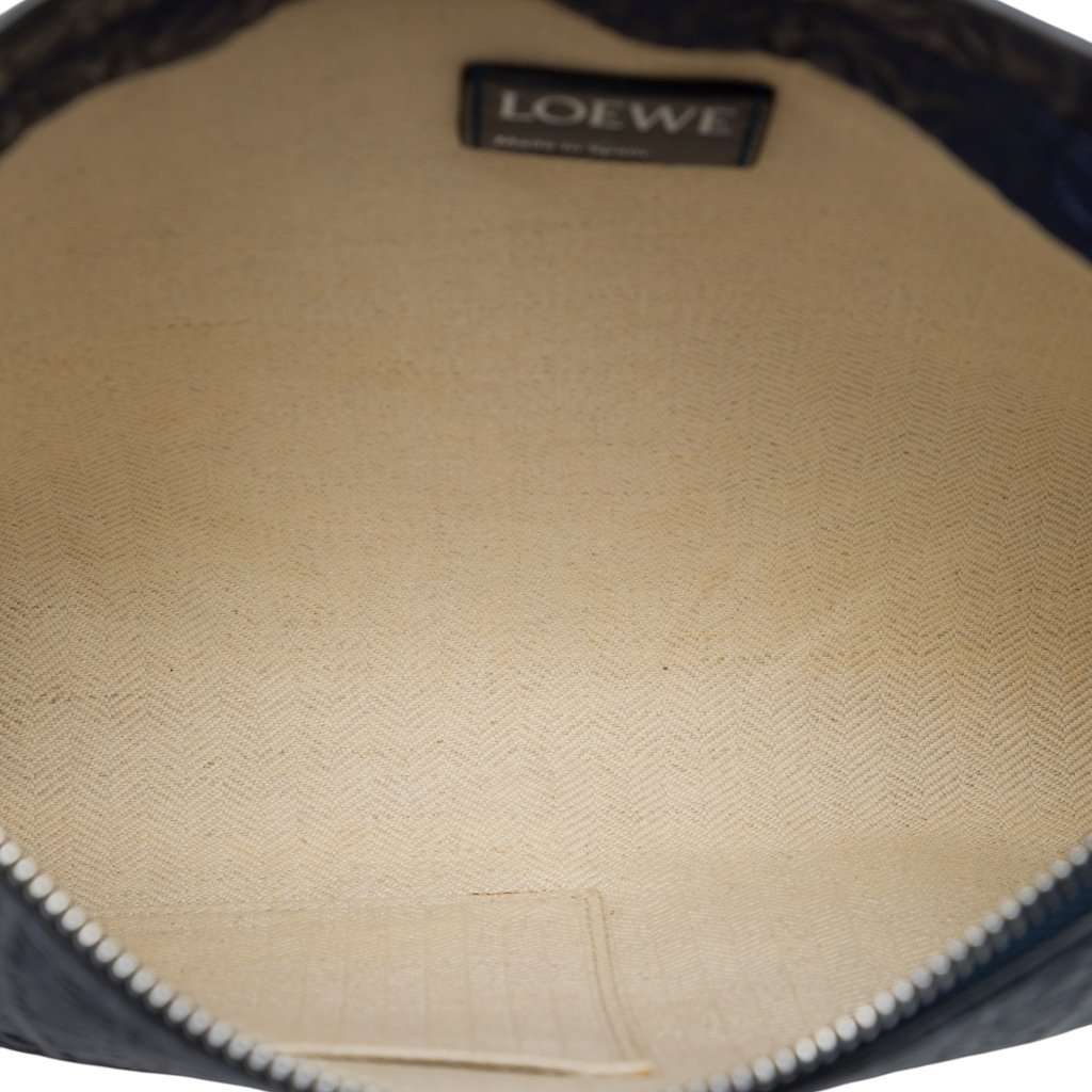 LOEWE Embossed Anagram Leather Repeat T Clutch Blue Leather Very good condition - Model View