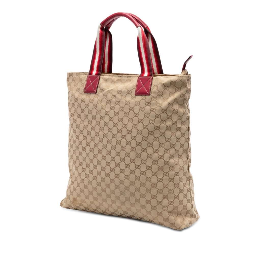 Gucci GG Canvas Web Vertical Tote Beige Very good condition - Back View