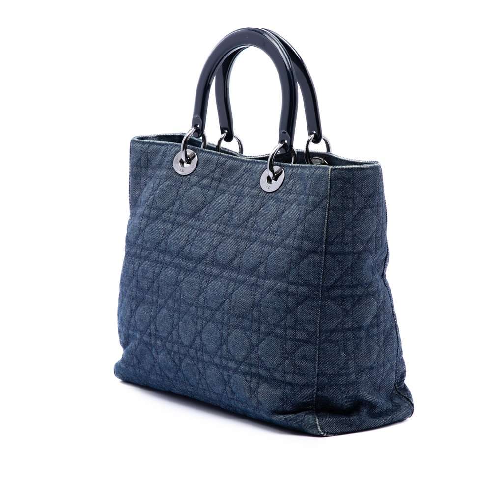 Dior Large Denim Cannage Lady Dior Blue Very good condition - Back View