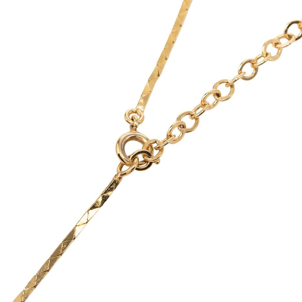 Dior Gold Plated Resin and Strass Logo Pendant Snake Chain Necklace Gold Metal Very good condition - Box View