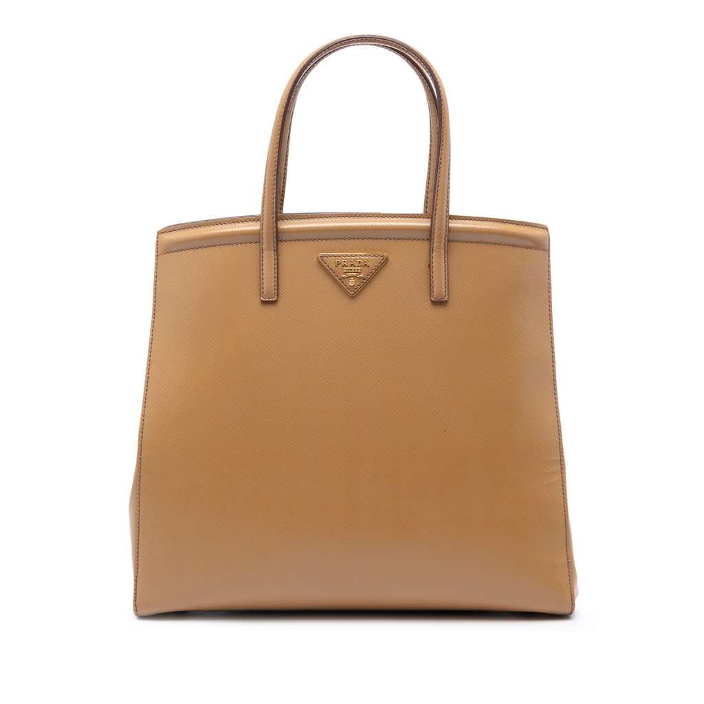 Prada Saffiano Vernice Parabole Satchel Brown Leather Very good condition - Front View