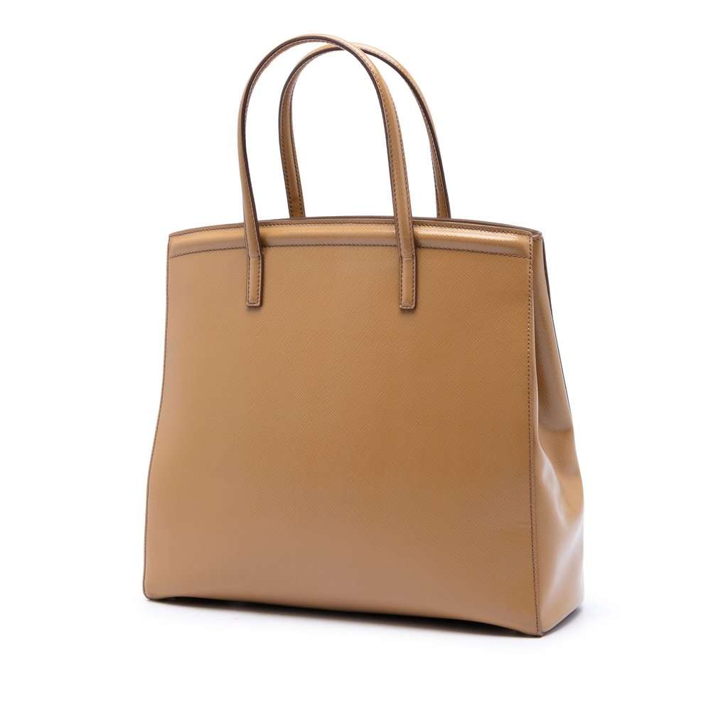 Prada Saffiano Vernice Parabole Satchel Brown Leather Very good condition - Back View