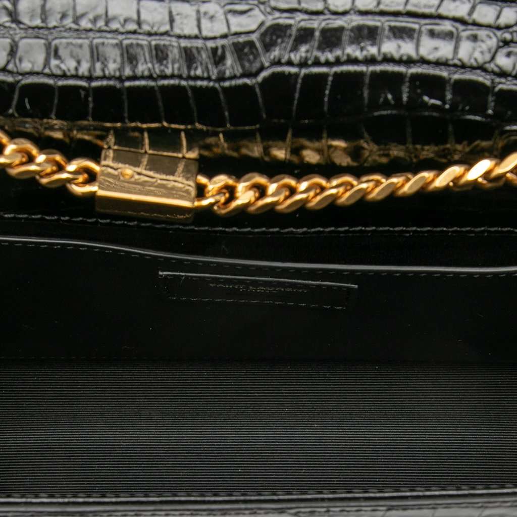Saint Laurent Medium Croc Embossed Patent Monogram Kate Tassel Crossbody Black Leather Very good - Model View