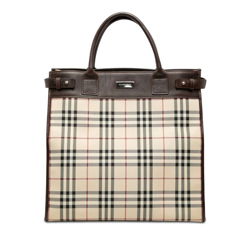 Burberry House Check Canvas Convertible Tote Beige Very good condition - Front View
