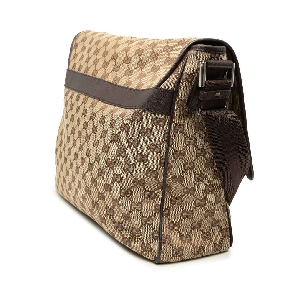Gucci GG Canvas Flap Messenger Bag Beige Very good - Back View