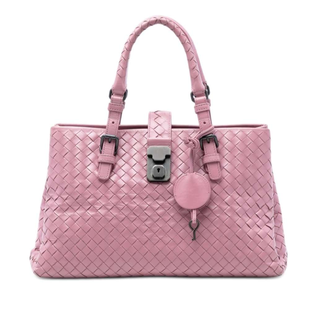Bottega Veneta Small Nappa Intrecciato Roma Satchel Pink Leather Very good condition - Front View