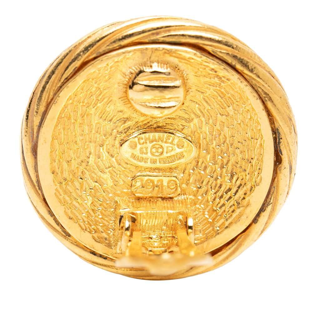 Chanel CC Gold Plated Twisted Round Clip On Earrings Gold Metal Very good condition - Inside View