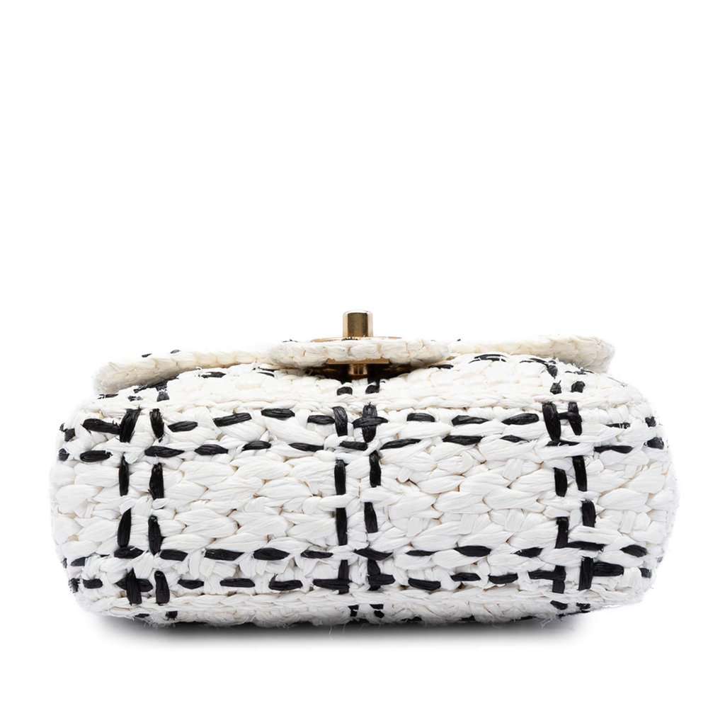 Chanel CC Mini Raffia Effect Tweed Flap White Very good condition - Inside View