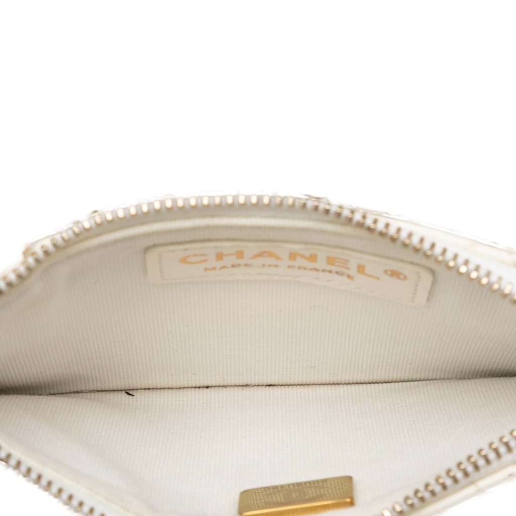 Chanel CC Mini Raffia Effect Tweed Flap White Very good condition - Box View